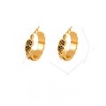Minimalist golden titanium steel wavy earrings with round black crystal stone - F900 Black Zirconia Gold Earrings