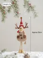 Reno navideño de peluche con gorro rojo de copos de nieve y botas doradas 29cm - Reno de Árbol de Navidad con Sombrero Rojo - Grande