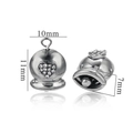 Dimensions détaillées du pendentif cœur en acier argenté avec strass pour bijoux DIY - Coeur-Acier