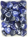 Nahaufnahme von polierten 2cm herzförmigen blauen Sodalith-Steinen mit natürlicher Marmorierung - 20 Blaue Adern/sodalith 5mm