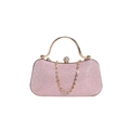 Rosa Abendtasche mit Glitzer, goldenem Metallgriff und dekorativem Kettenelement-Detail - Rosa