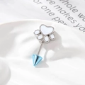 Zilveren kattenpoot kraakbeen stud met blauwe kegelschroefsluiting piercing sieraad - Witte Kattenpoot + Blauwe Scherpe Kegel (Enkel Stuk)