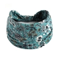 Elastisches Boho-Yoga-Stirnband in Seeblau mit Paisley-Blumenmuster für Damen - Seeblau Botanisch Blumen (#93)