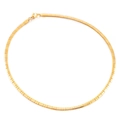 Minimalist square zircon pendant with golden flat snake chain necklace for women - 460mm x 4mm Gold (KN85343-KC)