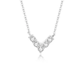 Elegante collar en V de plata S925 con cinco circonitas simétricas engastadas - Plata 925 / Oro Blanco
