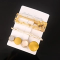 Set of three elegant acetate hair clips with gold foil, pearls and geometric accents - No.9 Double Yellow Gold Foil Square Set