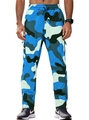 Pantaloni cargo da uomo con motivo mimetico unico in blu e verde chiaro - S / Blu grigio