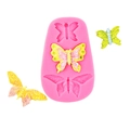 Pink silicone mold for daisy and butterfly shaped resin crafts and cake decor - Style 3 Long Oval Butterfly Mold / Pink