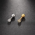 Boucles d'oreilles zircon en argent et plaqué or sur acier inoxydable à vis - Style CZ Unique(S-CC001-5) / Or Blanc