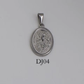 Oval silver St. Michael Archangel pendant with detailed religious relief and melon clasp - DJ04-Heart Angel-Steel