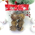 Set de 6 piñas naturales secas con cordones dorados para adornos de árbol de Navidad - 4.5cm/60g / Piñas color natural Juego de 6