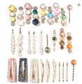 Fashionable assorted set of marble acetate hair clips and faux pearl barrettes for women - I Set