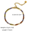 Minimalist 18K gold stainless steel bracelet with multi-colored rectangular zircon stones - Rectangular Multi-color Zircon Chain(B01-4-250325-4)