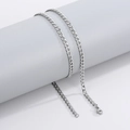 Minimalist silver stainless steel Cuban link chain necklace for hip-hop streetwear style - 4mm-Bracelet / Silver