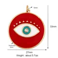 Gold-plated copper evil eye heart pendant with colorful zircon micro-inlay accents - Heavy Round L296830