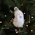 White plush Santa skiing ornament with pink glitter hat for Christmas tree decor - White Plush Style G (Skiing Santa)