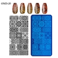 Mandala style nail stamping plate model OMD-20 with geometric patterns and orange nail art - OM-D20 Mandala Geometric Style (OM-D20)
