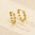 Orecchini geometrici a rombo in argento S925 placcati oro 18K con pavé di zirconi - Argento 925 / Oro