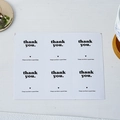 Lot de 6 autocollants rectangulaires blancs Thank You avec cœur noir pour emballages cadeaux - Noir Lettre