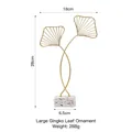 Modern gold ginkgo leaf sculpture with decorative stone base for home decor - Double Ginkgo Leaf-Large