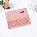 Pink cashmere scarf with fringe details and elegant rose floral arrangement - Snow Bud Pink