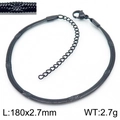 Adjustable black titanium steel snake chain bracelet with star engraved details - Black-2.7mm Width (KB166323-Z)