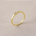 Bague cœur dorée élégante pour femme avec pavé de cristaux étincelants - 6 Zircons Cœur Taille 8