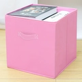 Roze opvouwbare stoffen opbergdoos met versterkte handgreep en stevig materiaal - Stoffen Handvat / Groot (28*28*28cm) / Roze