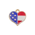 Enamel heart pendant with USA flag pattern and gold border for DIY jewelry making - Heart Shape USA Flag