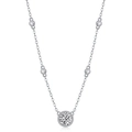 Macro detail of S925 sterling silver necklace with five sparkling moissanite stones - Five-Stone Clavicle Chain Style (N13499) + GRA Certificate