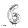 32 inch silver foil number 6 balloon for birthday party and festive events decoration - Number 6 / Silver