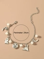 Silver Halloween charm bracelet with ghost and pumpkin pendants, 24cm perimeter - Halloween Ghost Bat Pumpkin Charm Bracelet (2202) / Circumference 24cm / Silver