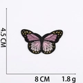 Detail view of pink butterfly embroidery patch with size markers 8 CM x 4.5 CM - No.11 Pink Butterfly