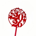 Red 2026 Hello New Year acrylic cake topper for festive party decorations on white background - Hello 2026 Mirror Red