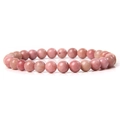 Elegant 6mm pink natural gemstone stretch bracelet with polished round beads for women - Red Wood Grain Stone