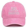 Detail of Big Brother embroidery and stars on vintage pink washed cotton baseball cap - Pink