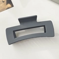 Deep grey matte hair claw clip for women featuring a minimalist rectangular hollow design - 10.5cm / Matte Dark Gray