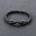 Schwarzes Byzantiner-Kettenarmband für Herren mit zwei Schlangenköpfen aus Edelstahl - 19cm / Schwarz
