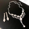 Parure de bijoux en strass argentés avec collier à glands et boucles d'oreilles - Argent (Style de Franges)