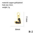 Detailed dimensions of 18K gold plated heart pendant with blue zircon for DIY jewelry - 11x8mm (B-2)