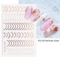 Rose gold metallic French line nail stickers with elegant curves and letter designs - STZ-GS104 Rose Gold Lines & Letters