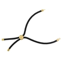 Close-up of black braided cord bracelet with adjustable gold slider and tree of life charm - Black