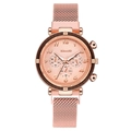 Montre femme tendance en or rose avec bracelet en maille milanaise et cadran à trois yeux - Cadran Rose