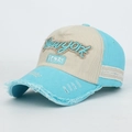 Vintage washed baseball cap in light blue and beige with 3D New York embroidery - Lake Blue