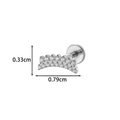Silver G23 titanium labret stud with curved double-row zircon flower and measurements - Double Row Curved Style (T2581-3#) / Silver