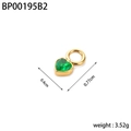 Golden heart pendant with green crystal stone inlay, size 0.77x0.4cm weight 3.52g - BP00195B2-Gold Green Stone Heart Pendant