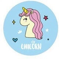Foldable hairbrush with mirror featuring a cute blue and pink unicorn design - Pink Horse