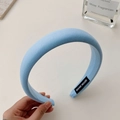 Light blue fabric wide sponge headband with handmade label for high cranial top look - Light Blue