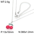 Silver stainless steel necklace with red cherry pendant, 2.5g lightweight charm jewelry - Silver Red Enamel Cherry Pendant (KN295047-GC)