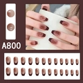Set 24 unghie finte sfumate marroni stile francese modello A800 finitura lucida - Stile Francese Lucido Sfumato Rosso Marrone Scuro (A800)